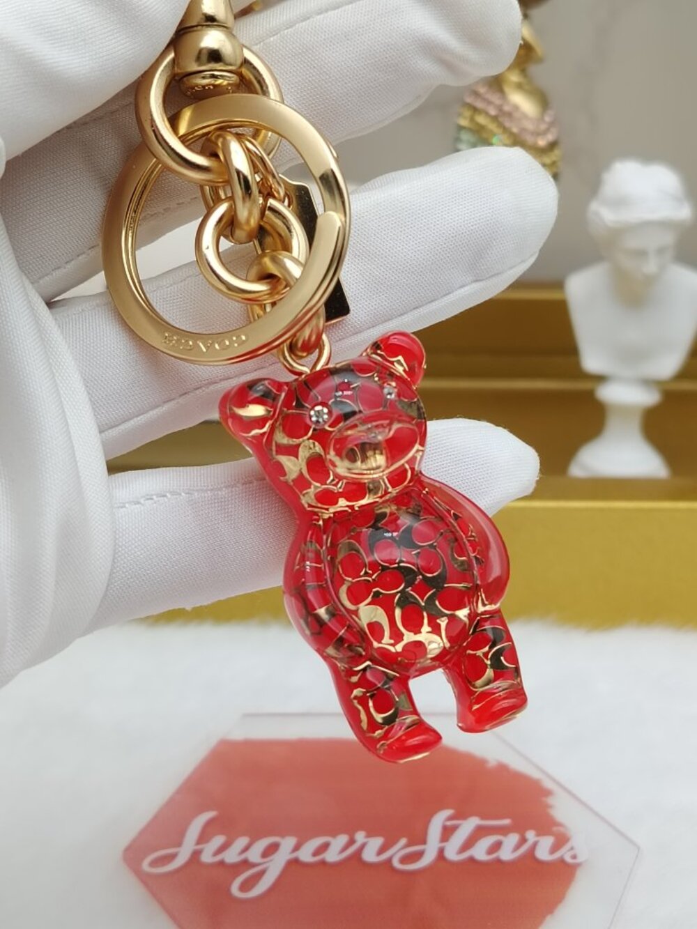 Coach Resin Gummy Bear Bag Charm Gold/Wine CK062 Keychain Coach Bag Accessories
